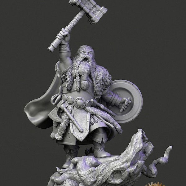 D&D Dwerg Paladin/Cleric | Turimar | 3D-geprinte harsminiatuur | 32 mm | Door Anheron Universe