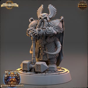 D&D Dwarf Paladin/Cleric | Judge Sindri | 3D Printed Resin Miniature | 32mm | By Daybreak Miniatures