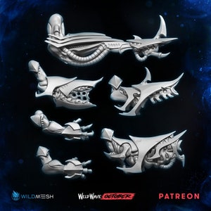 Hive Ultrafex Weapons Upgrade Pack | Alien Hive Kelth | 3D Printed Resin Miniature | By Den Of Imagination