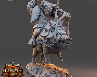 Bárbaro Minotauro de D&D, Cazador de Sangre / Dungeons and Dragons / Larnak Skullrend / Miniatura de 28 mm/32 mm / Por Daybreak Miniatures