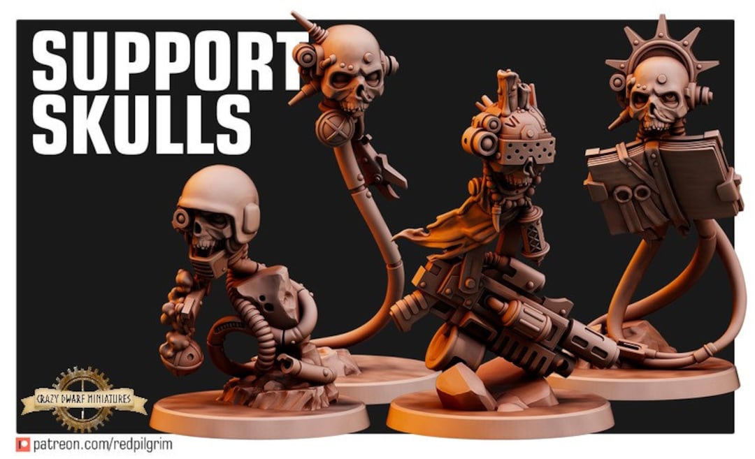Imperial Servo Skulls V.2 3D Printed Resin Miniature by Red Pilgrim