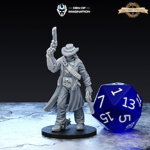 Human Gunslinger/Artificer | Cyber Cowboy | 3D Printed Resin Miniature | By Den Of Imagination