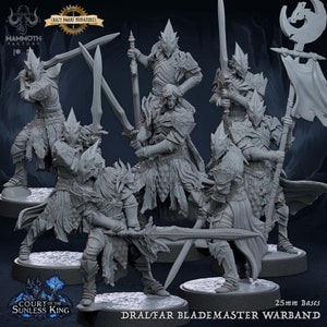 Dralfar Blademasters | Court Of The Sunless King | 3D Printed Resin Miniature | By Mammoth Factory