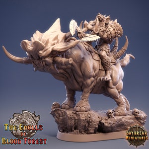 Cazador de jinetes de bestias gnoll de D&D / Gouch sobre Grinderwulf / Miniatura de resina impresa en 3D / 32 mm / Por Daybreak Miniatures