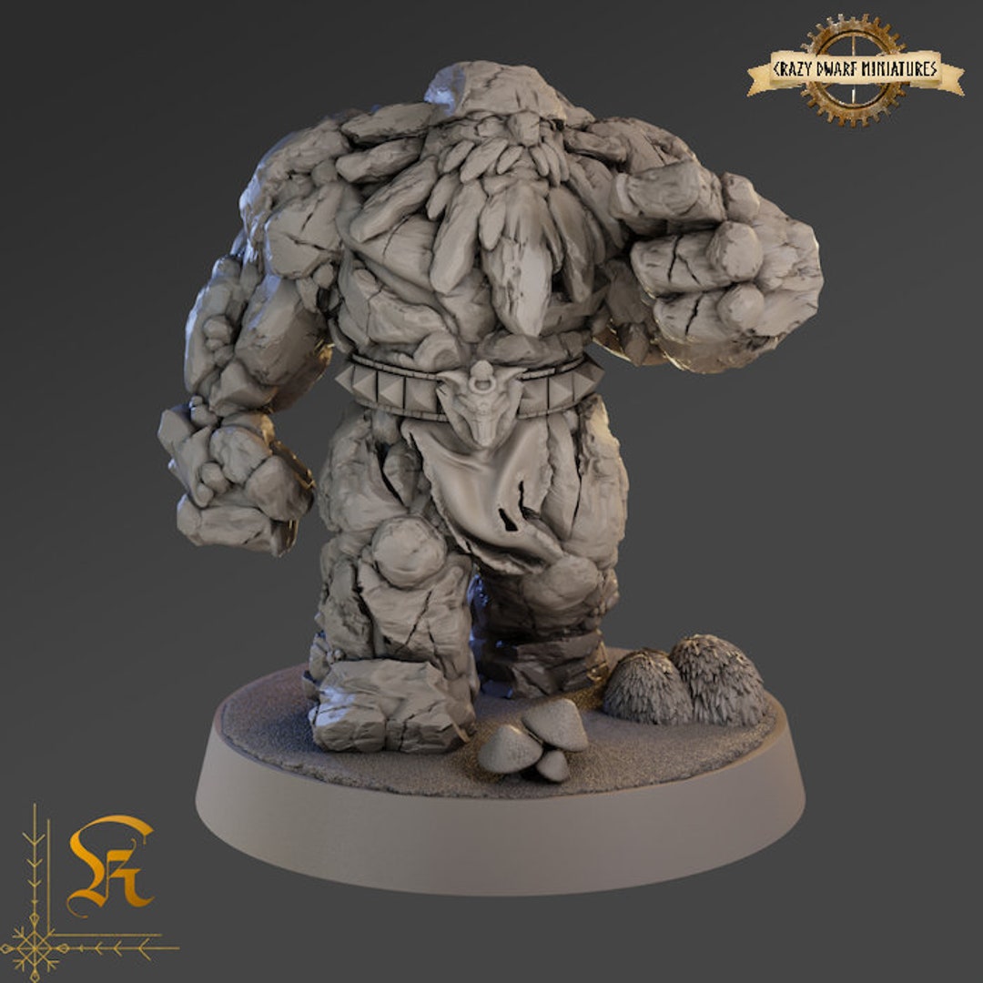 D&D Golem of Thalgrim Dwarf Stone Golem 3D Printed Resin Miniature