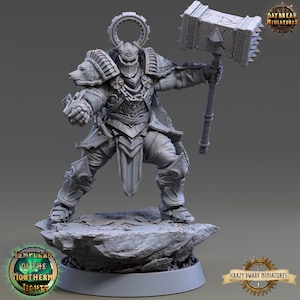 D&D Human Cleric/Paladin | Ove Stonecold | 3D Printed Resin Miniature | 32mm | By Daybreak Miniatures