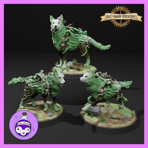 Spring Sprite Wolves | Earthmother | 3D Printed Resin Miniature | By Ella&#39;s Arcanum