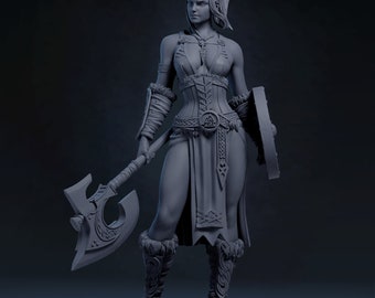 Bárbaro/Luchador Humano / Thyra La Mujer del Norte / Miniatura de resina impresa en 3D / Por Toydoy Miniatures