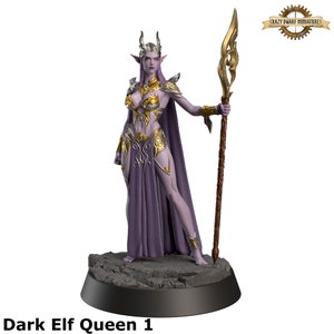 D&D Dark Elf Queen | 3D Printed Resin Miniature | By Hold My Miniatures