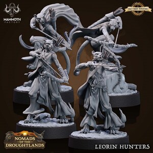 Leorin Hunters - Tabaxi Rangers | Nomads Of The Droughtlands | 3D Printed Resin Miniature | By Mammoth Factory