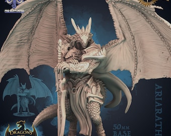 Ariarathes - Dragonborn Fighter/Paladin | Dragons Of The Immortal Flame | 3D Printed Resin Miniature | By Mammoth Factory