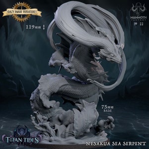 Nesakua Sea Serpent | Titan Tides | 3D Printed Resin Miniature | By Mammoth Factory