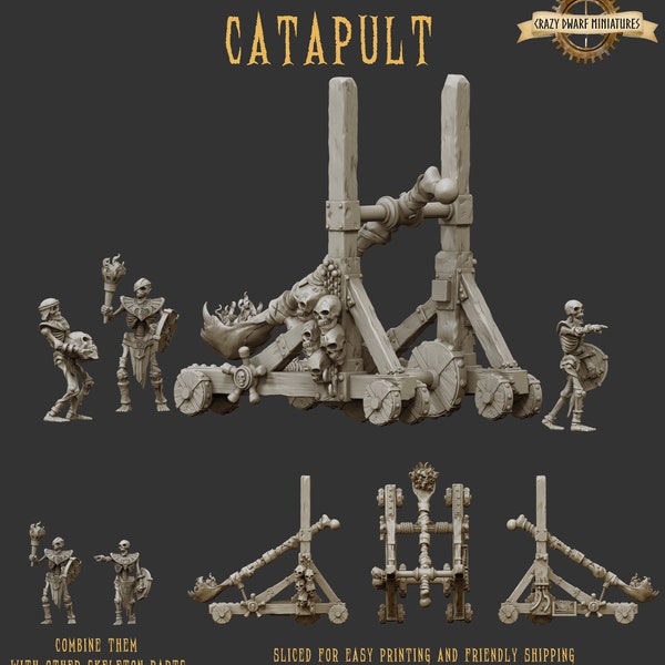 Skeleton Catapult | Pharaohs Legacy | 3D Printed Resin Miniature | By Crab Miniatures