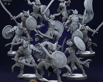 Guerrero/Paladín Dragonborn de D&D / Dungeons and Dragons / Espadas de Fuego Drakkari / Miniatura de 28 mm/32 mm / Por Mammoth Factory