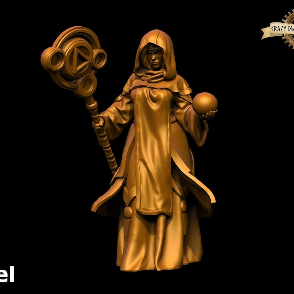 Human Sorcerer/Wizard | Sanel - Fantasy Women V.4 | 3D Printed Resin Miniature | By Toydoy Miniatures