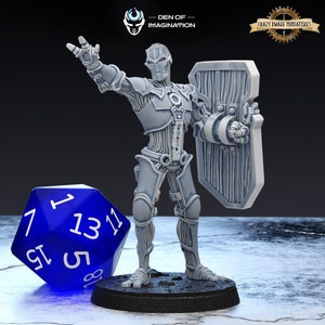 D&D Warforged Artificer, Cleric | Dungeons and Dragons | 28mm and 32mm Miniature | By WildMesh