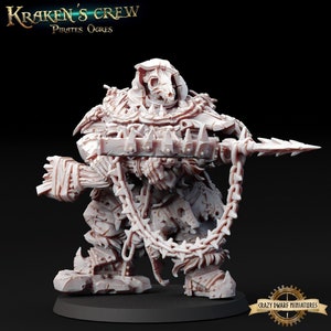 Cazador de ogros &quot;Bone Dancer&quot; / Krakens Crew Pirate Ogres / Miniatura de resina impresa en 3D / Por Keta-Minies