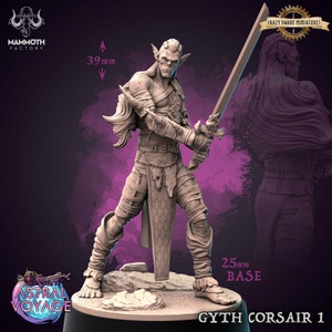 Gyth Corsair 1 - Githyanki Barbarian/Fighter | Astral Voyage | 3D Printed Resin Miniature | By Mammoth Factory