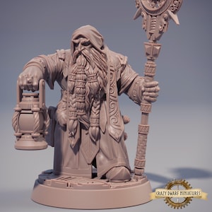 D&D Dwarf Cleric/Wizard | Draugmaster Slee | 3D Printed Resin Miniature | 32mm | By Daybreak Miniatures