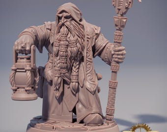 D&D Dwarf Cleric/Wizard | Draugmaster Slee | 3D Printed Resin Miniature | 32mm | By Daybreak Miniatures