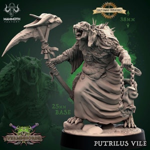 Putrilus Vile - Ratmen Warlock/Druid | Verminhorde | 3D Printed Resin Miniature | By Mammoth Factory
