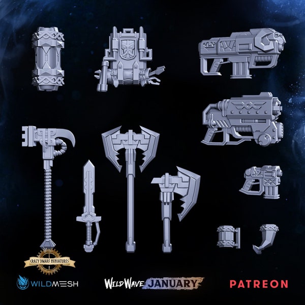 Weapons Pack | Miners Of Anarchy | 3D Printed Resin Miniature | By Den Of Imagination