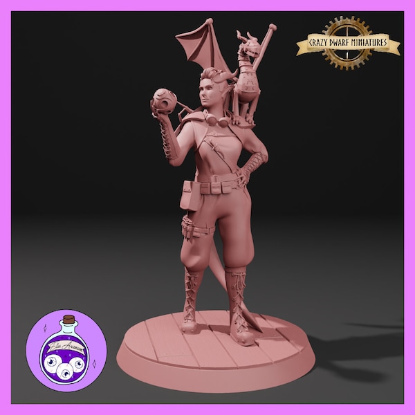 Tiefling Artificer | The Hags Lair  | 3D Printed Resin Miniature | By Ella's Arcanum