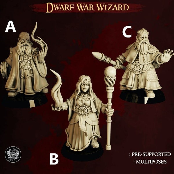 Dwarf War Mage | D&D Wizard/Warlock/Sorcerers | 3D Printed Resin Miniature | 32mm | By The Master Forge