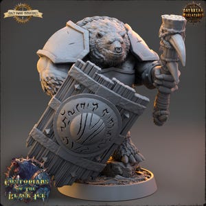 D&D Bearman Kämpfer/Paladin | Runo Spike | 3D Gedruckte Harz Miniatur | 32mm | Von Daybuck Miniatures