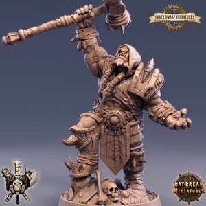 D&D Orc Cleric/Paladin | Oleg Greeznag | 3D Printed Resin Miniature | 32mm | By Daybreak Miniatures