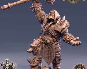 D&D Orc Cleric/Paladin | Oleg Greeznag | 3D Printed Resin Miniature | 32mm | By Daybreak Miniatures