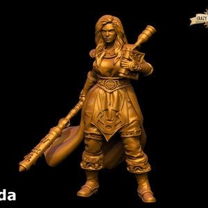 Human Wizard/Sorcerer | Henda - Fantasy Women V.4 | 3D Printed Resin Miniature | By Toydoy Miniatures
