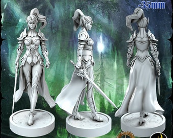 D&D Elf Paladin | Lilith - Fantasy Elf Girls Vol 1 | 3D Printed Resin Miniature | 32mm | By Ravi Miniatures