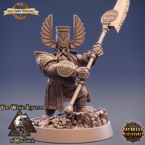 D&D Dwarf Cleric/Barbarian | Elder Thane Rauban Slicer | 3D Printed Resin Miniature | 32mm | By Daybreak Miniatures