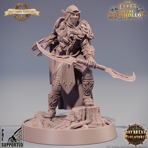 D&D Elf Rogue, Blodsjägare, Kämpe | Dungeons and Dragons | Deitin Viskaren | 28 mm/32 mm Miniatyr | Av Daybreak Miniatures