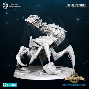 May include: A detailed, gray, 3D printed miniature of a monstrous, multi-legged creature with a long, segmented tail. The creature has a menacing, insectoid appearance with sharp claws and a large, gaping maw. The miniature is pre-supported and ready to be assembled and painted.
