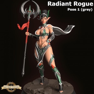 D&D Elf Sorcerer/Warlock - Radiant Rogue | 3D Printed Resin Miniature | By Hold My Miniatures