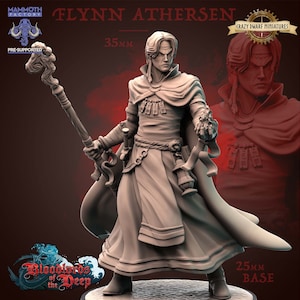 Flynn Athersen - Human Wizard/Sorcerer | Bloodlords Of The Deep | 3D Printed Resin Miniature | By Mammoth Factory