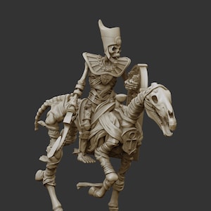 Skeleton Pharaoh Prince on Horse | Pharaohs Legacy | 3D Printed Resin Miniature | By Crab Miniatures