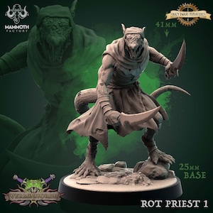 Rot Priest - Ratmen Rogue/Assassin | Verminhorde | 3D Printed Resin Miniature | By Mammoth Factory
