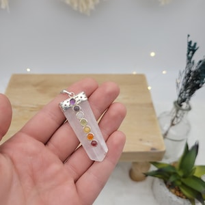 Chakra selenite necklace, chakra necklace, selenite jewelry, raw crystal jewelry, metaphysical gifts, crystal healing jewelry, selenite