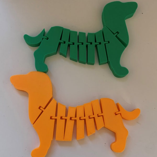 Flexible Sausage Dog Fidget Toy 3D Printed Flexi Daschund Gift PLA