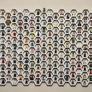 Lego Mini Figures wall display Hex Shapes Hexagonal Toy Mount 3d Printed