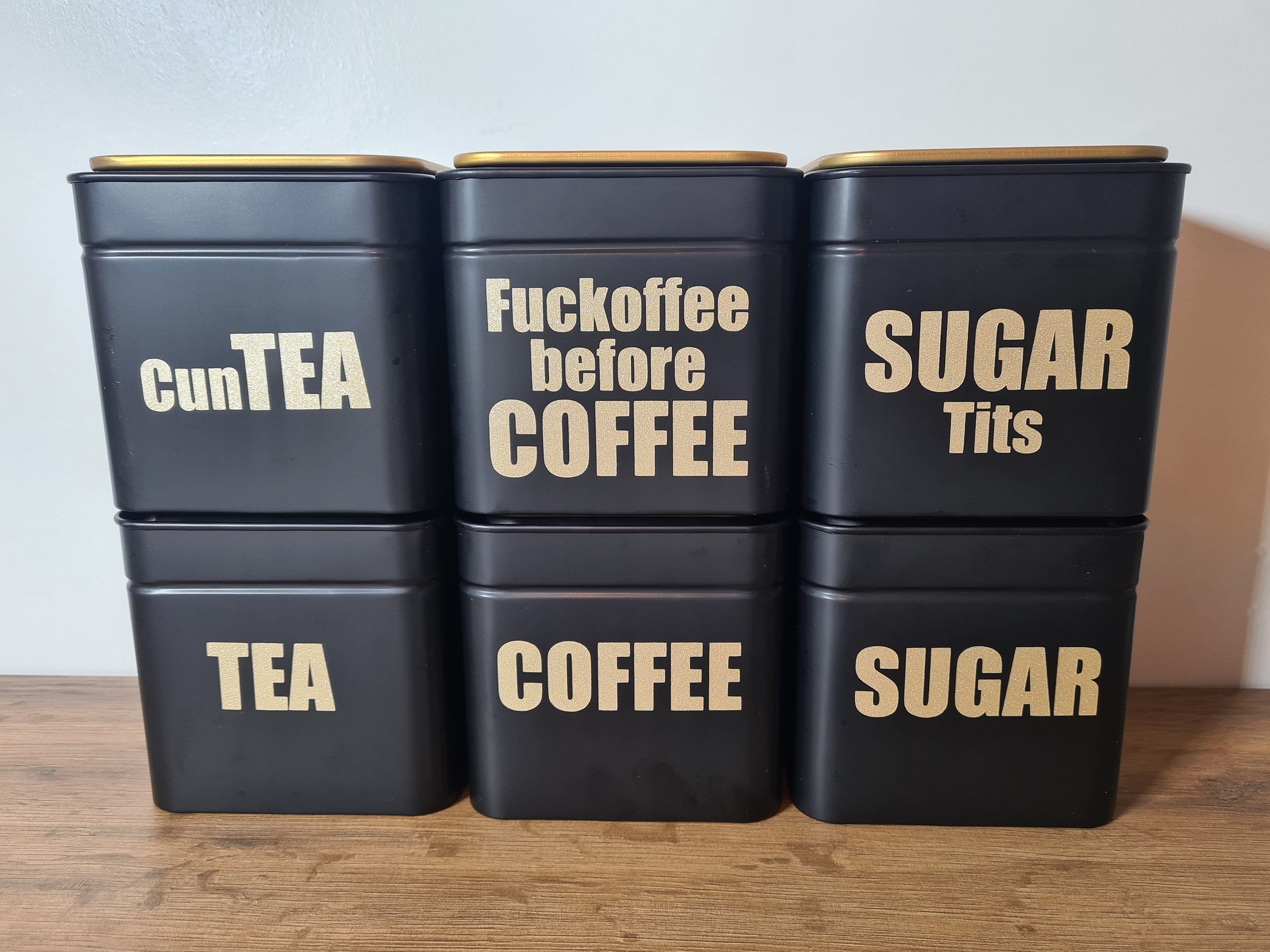 Explicit Tea Coffee Sugar Pots Cannisters Novelty Gift Etsy UK