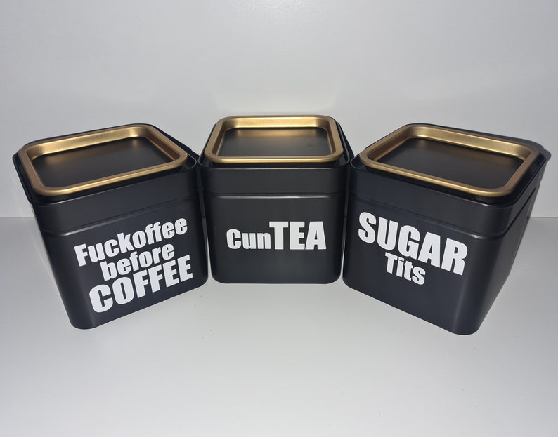 Explicit Tea Coffee Sugar Pots Cannisters Novelty Gift Etsy UK