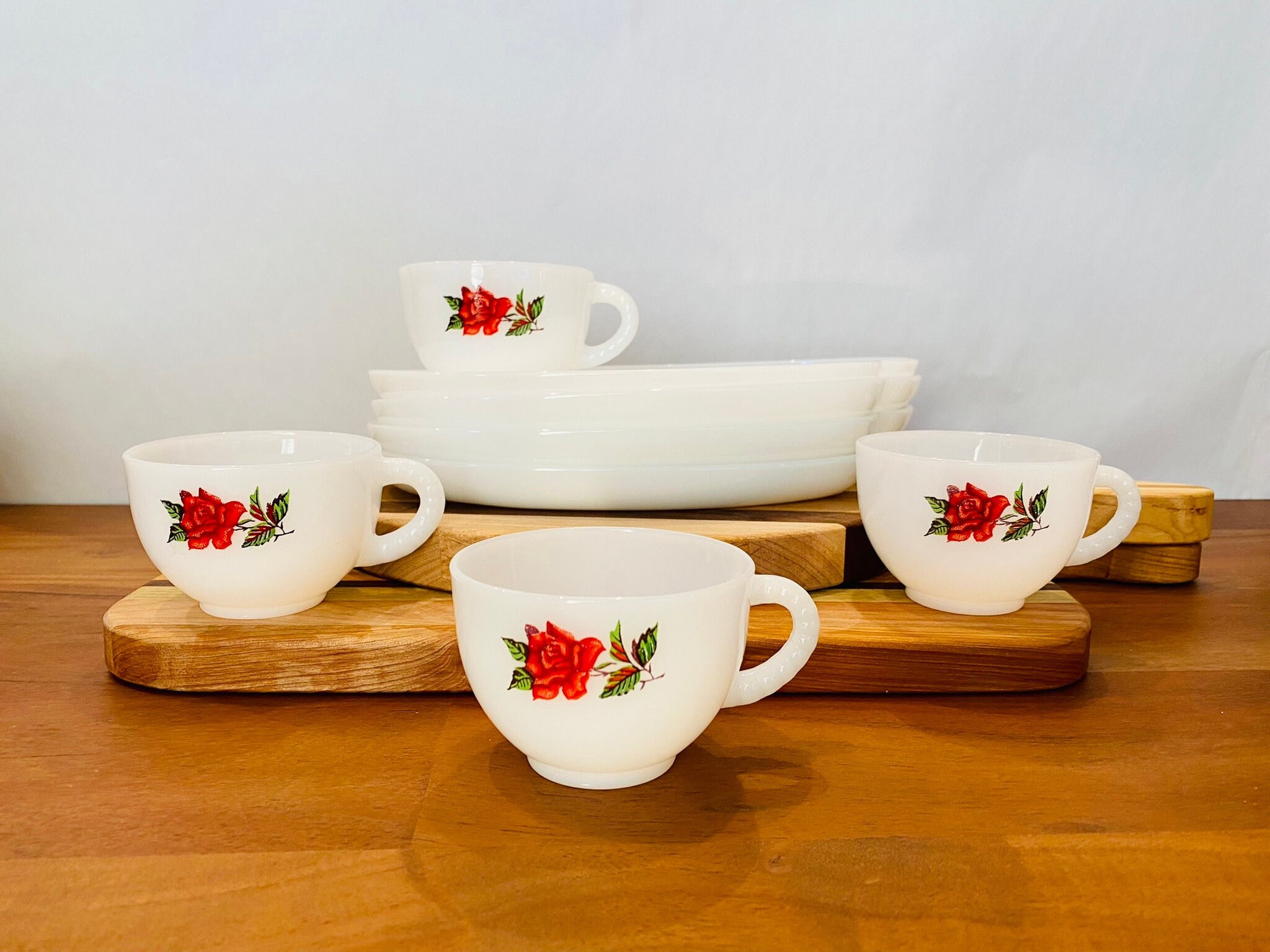 Dining & Serving Vintage Federal Glass Snack Set. Trays & Platters