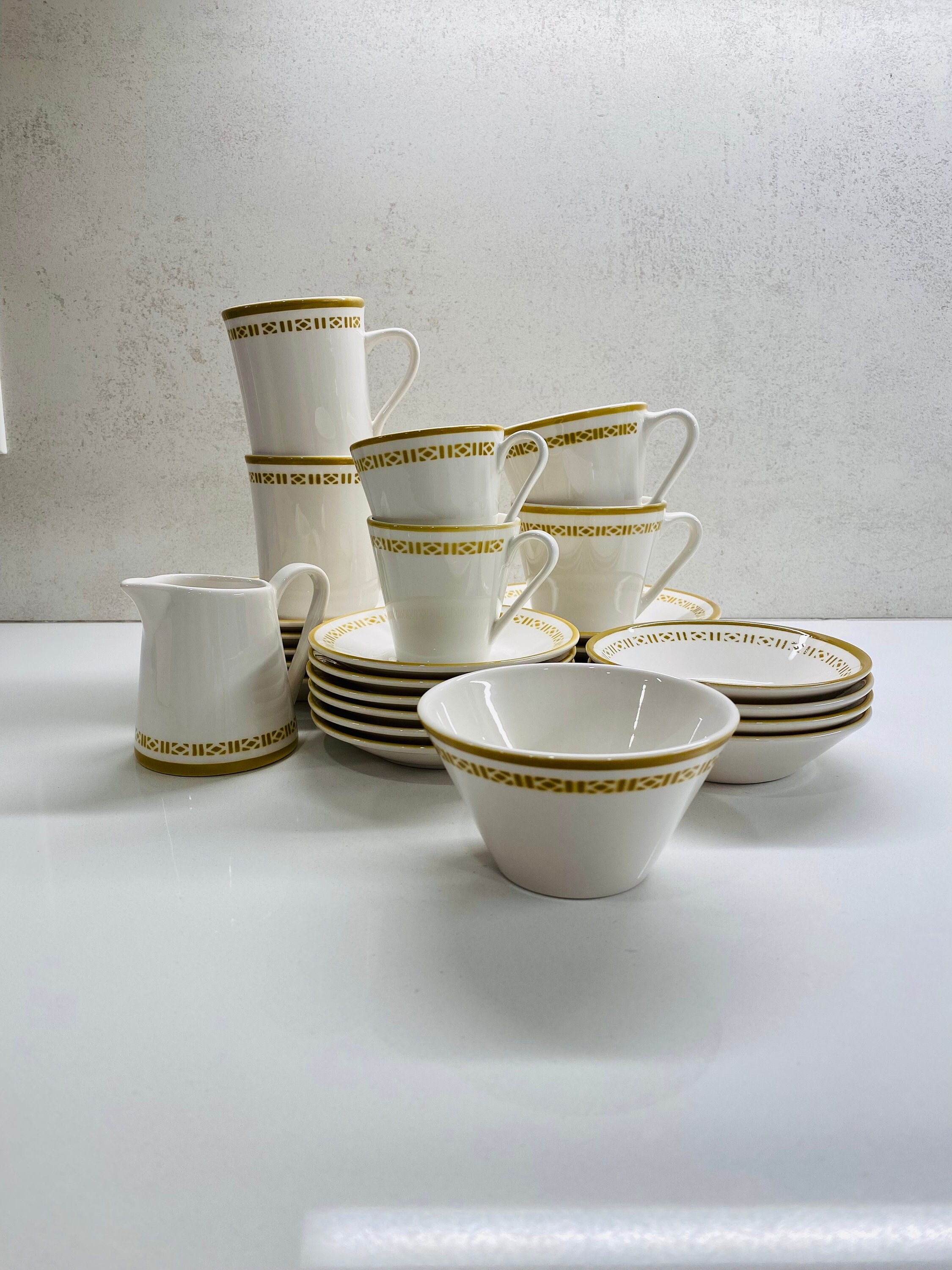 Vintage Syracuse China "Honeycomb" Pattern - Mugs; Teacups; Espresso Cups; Saucers; Fruit Bowls; Sugar & Creamer