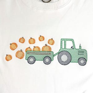 Boys Fall shirt/Tractor with pumpkins Embroidery/Monogrammed shirt for boy/Fall Pumpkin shirt/custom embroidery