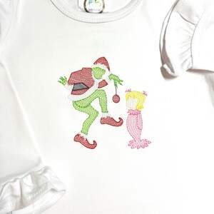 Girls mean one and little girl shirt/Christmas  Embroidery/Monogrammed for girl/custom Christmas shirt