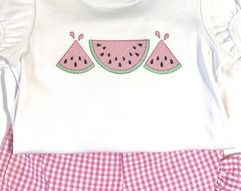 Girls Embroidered Watermelon Shirt: Custom Summer Top